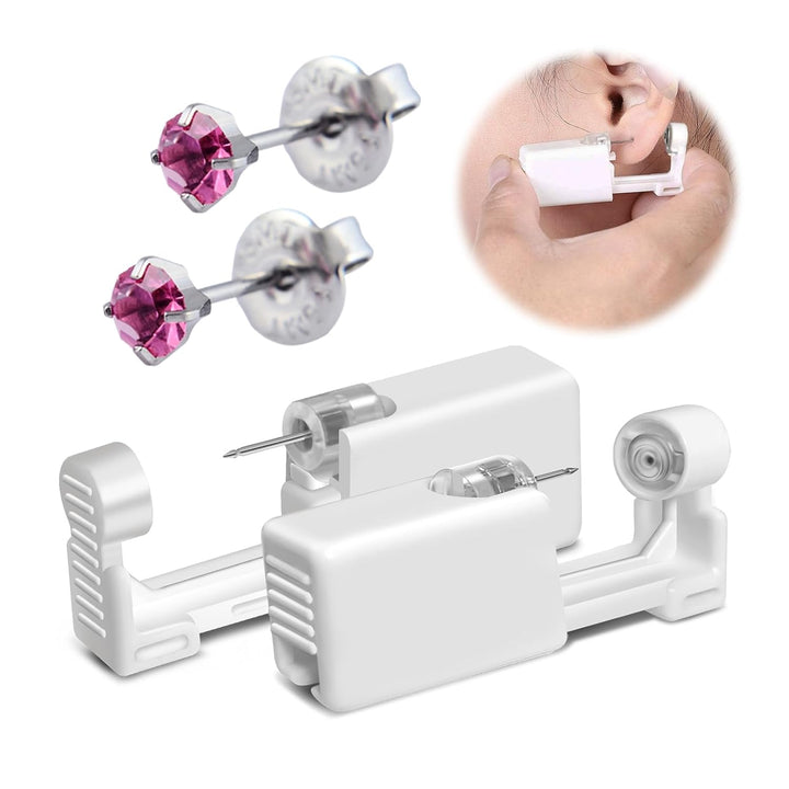 2 Pack Disposable Ear Piercer Safe Piercing Ear at Home Self Use Ear Piercing Gun Kit for Girl Women with Sterilized Ear Stud（205#）