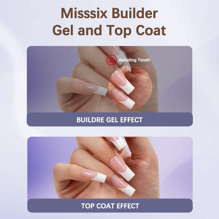XBASICTIPS French Protecting Builder Gel and Top Coat, Prevent French Nail Tips Area Chipping, Protect French Press on Nails, 15Ml