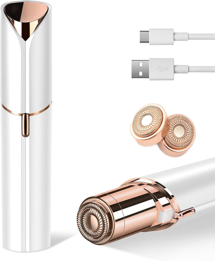 Facial Hair Remover for Women- as Seen on TV Painless Face Shaver -Mini Hair Remover, Electric Razor Shaver Portable Bikini Epilator for Lips, Chin, Armpit, Peach Fuzz, Fingers, Neck, Cheek(Rose Gold)