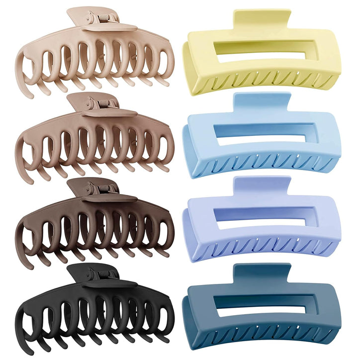 8 Pack Big Hair Claw Clips for Women Large Claw Clip for Thin Thick Curly Hair 90'S Strong Hold 4.33 Inch Nonslip Matte Jumbo Hair Clips (8 Pcs)