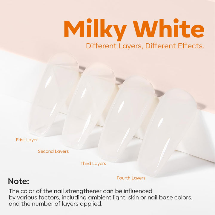 Nail Strengthener, Milky White Nail Polish Natural Nail Concealer Foundation Air Dry Nail Growth Polish for Damaged Nails Imperfection Masking Gifts for Women 15Ml