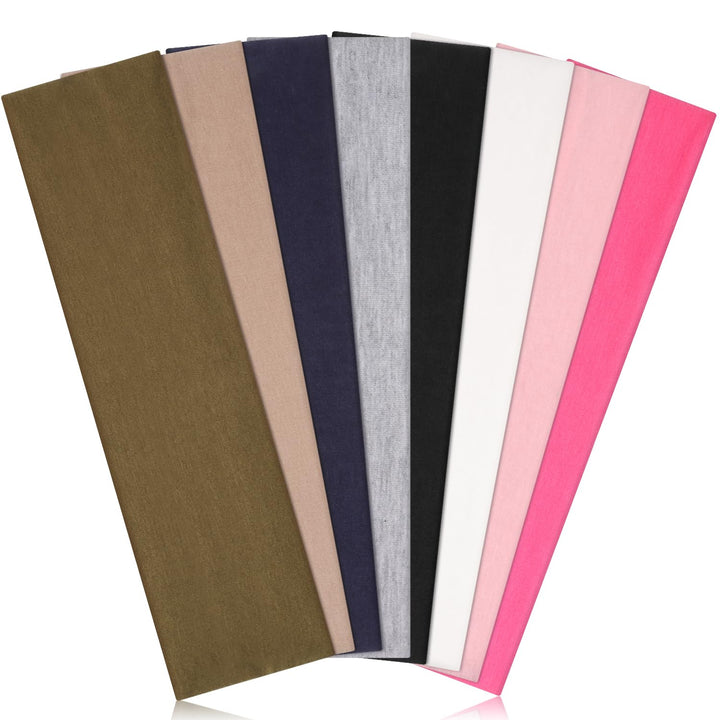 8 Pack Headbands for Women Non Slip - Stylish Sports Hair Bands for Women'S Hair - Soft Cotton Cloth Stretchy Headbands for Women for Yoga, Outdoor Exercise Running