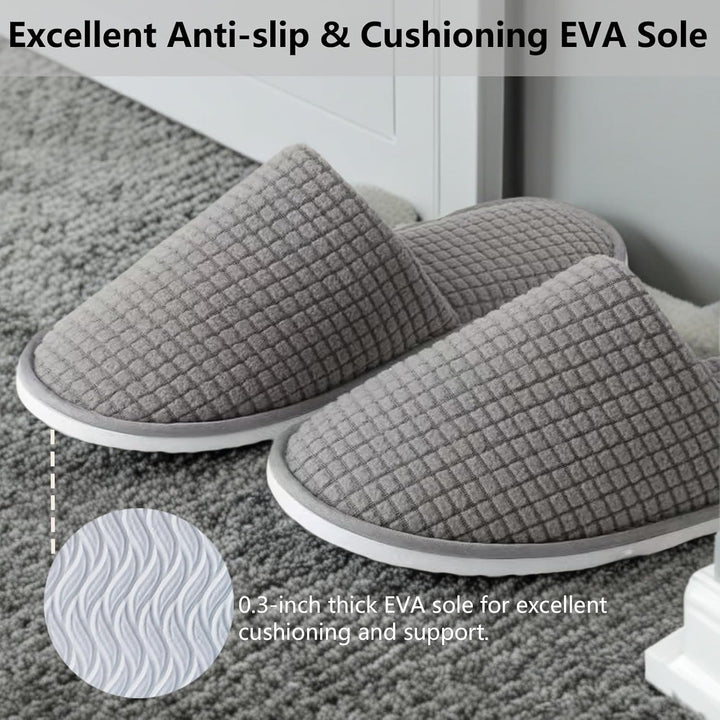 6 Pairs Disposable Slippers for Guest, Non Slip Spa Slides Washable Reusable House Shoes Hotel Indoor Slippers for Women Men, Home,Travel