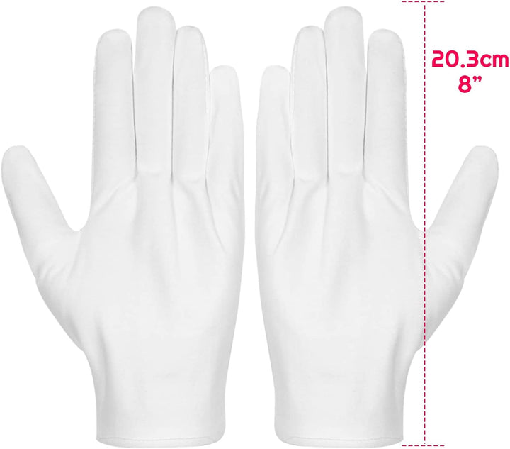Cotton Gloves,  3 Pairs White Cotton Gloves Gloves for Women Men Eczema Dry Hands Moisturizing Serving Archival Cleaning Jewelry Silver Inspection