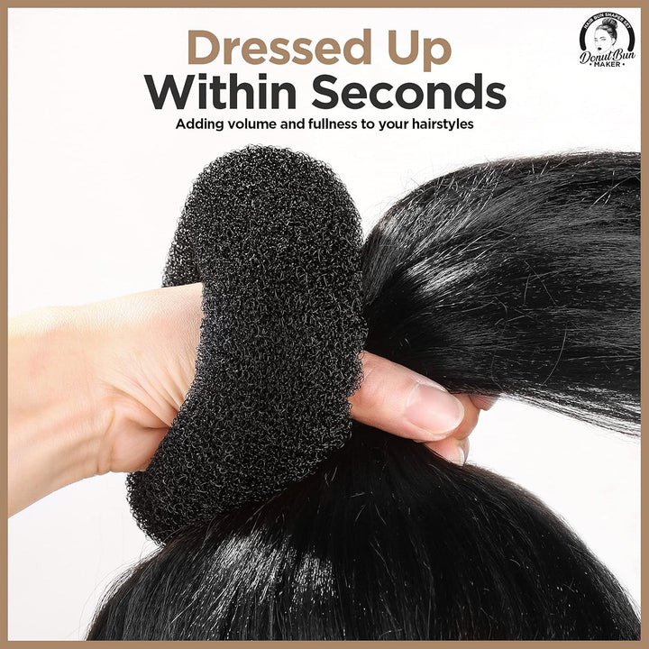 Hair Donut, Hair Bun Maker, Black（Extra-Large, Large, Medium and Small）