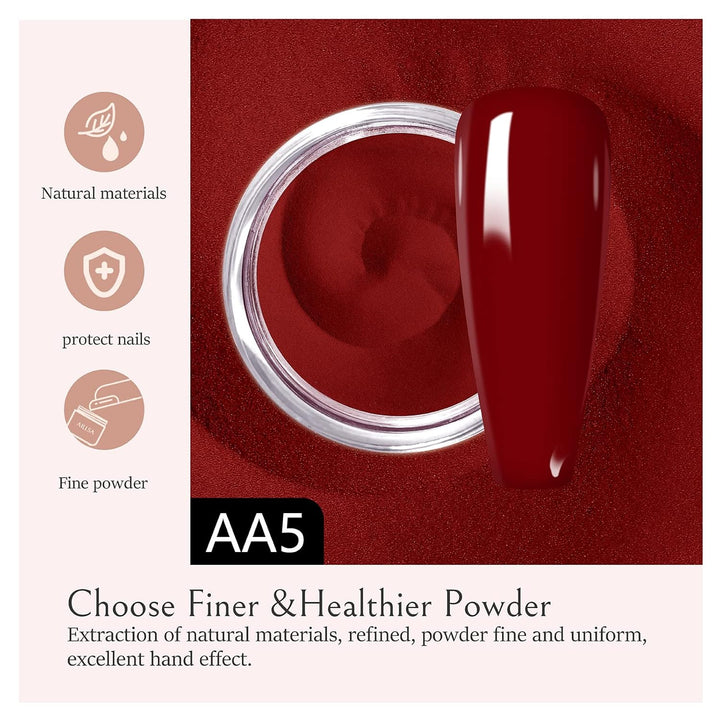 Dip Powder Wine Red for Valentine'S Day, Red Dip Powder Nail 1 Oz Burgundy Nail Dipping Powder French Nail Art for Starter Manicure Salon DIY at Home, Fall Winter Dip Powder Colors for Women