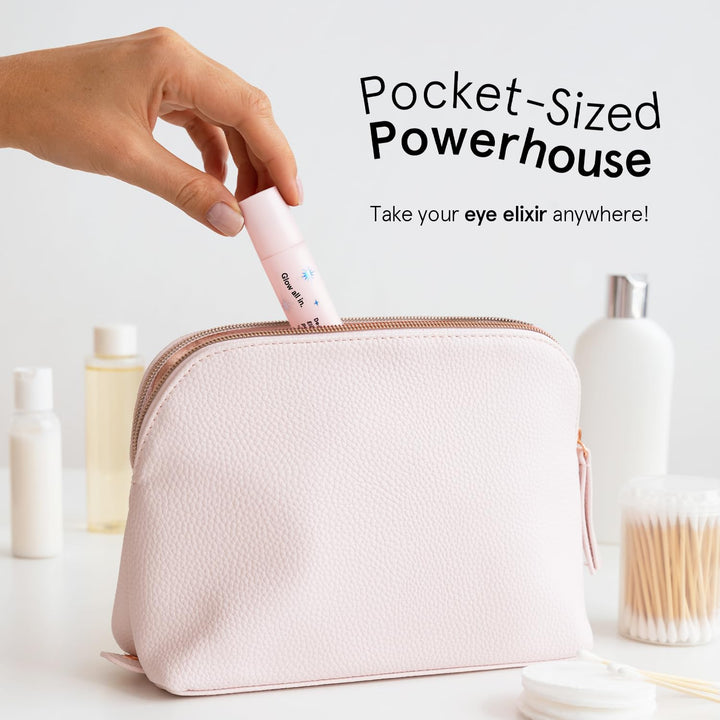 under Eye Brightener Roller - Airplane Travel Essentials - Travel Size Toiletries - Retinol & Caffeine Eye Serum for Puffiness, Dark Circles, Wrinkles - Vegan Skincare (15Ml / 0.51Floz)