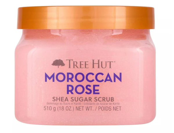 Moroccan Rose Shea Sugar Scrub, Exfoliating, Hydrating & Moisturizing Body Scrub with Shea Butter & Nourishing Essential Oils, Smooth & Soften Skin, 18 Oz