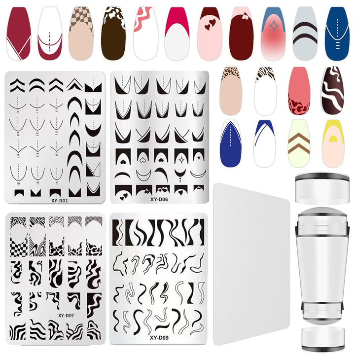 Nail Art Stamper, Clear Silicone Stamping Jelly with Scraper, Transparent Visible Body, No Misplacement for DIY Nail Decor, Home Manicure Starter Tool Salon, French Tip Stamp, 200-Time Using (Clear)