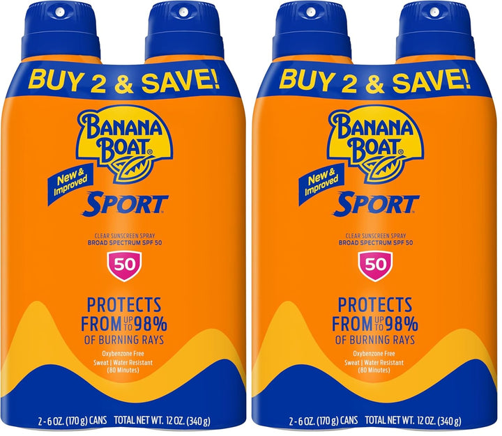 Sport Ultra SPF 50 Sunscreen Spray |  Sunscreen Spray SPF 50, Water Resistant, Oxybenzone-Free, Sunblock, 6Oz Each Twin Pack