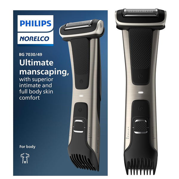 Philips  Bodygroom 7000 Series, Showerproof Groin and Body Trimmer for Men, Precise Body Grooming, Adjustable Comb, Safe Even below the Belt, 80 Min. Runtime, Model BG7030/49