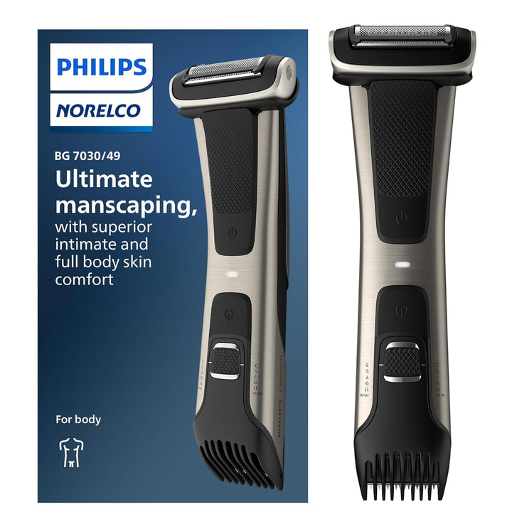 Philips  Bodygroom 7000 Series, Showerproof Groin and Body Trimmer for Men, Precise Body Grooming, Adjustable Comb, Safe Even below the Belt, 80 Min. Runtime, Model BG7030/49
