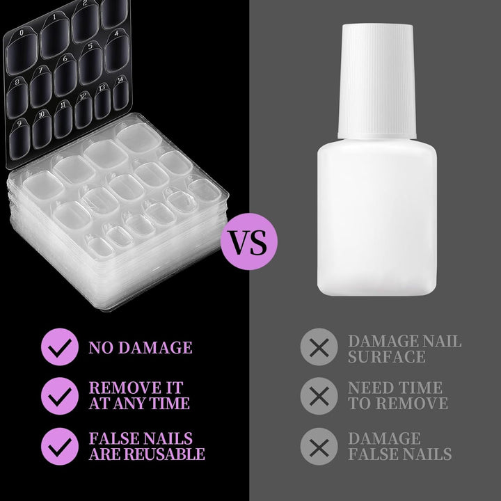 600Pcs Press on Nail Adhesive Tabs, 15 Sizes of Nail Stickers for Press On, Press on Nails Stickers Press on Nail Sticky Tabs for Nails, Nail Glue Stickers Nail Glue Tabs, 40 Sheets