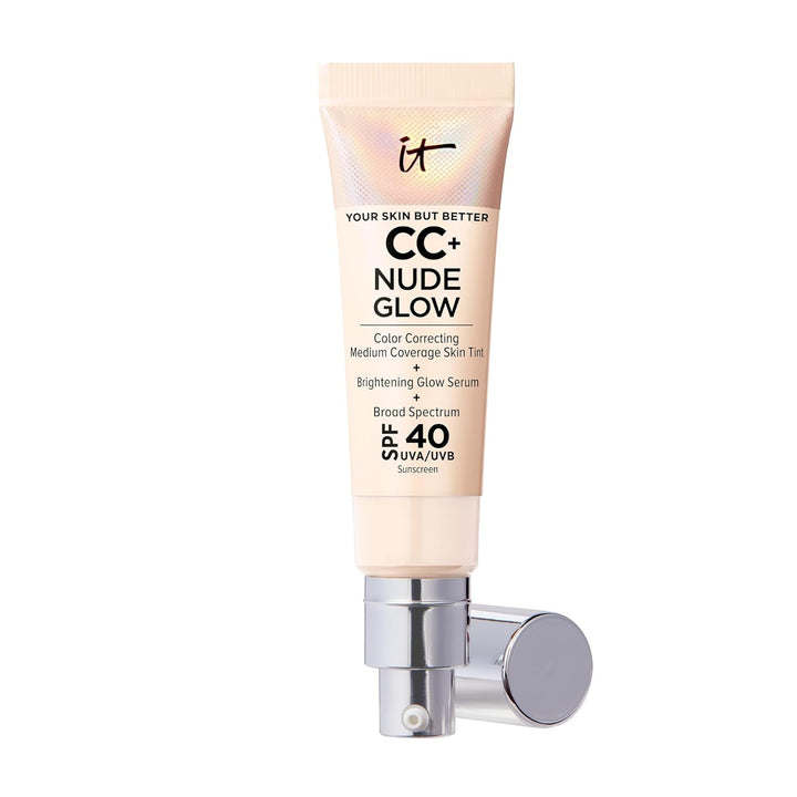 CC+ Nude Glow - Medium Coverage Foundation with SPF 40 & Brightening Glow Serum, Lightweight Skin Tint, 2% Niacinamide + Hyaluronic Acid, up to 24H Hydration, Normal/Dry Skin - 1.08 Fl Oz
