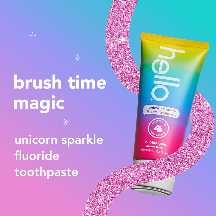 Unicorn Sparkle Kids Toothpaste with Fluoride, Bubble Gum Toothpaste, 4.2 Oz Tube (Pack of 3)