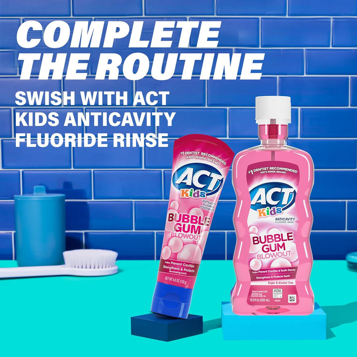 Kids Anticavity Fluoride Toothpaste 4.6 Oz. Bubble Gum Blowout