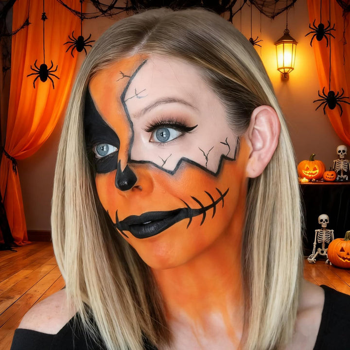 Cream-Blendable Orange Face Paint Stick (1.06 Oz),Full Orange Body Paint for Adults Children Halloween Cosplay SFX Makeup,Waterproof Orange Eye Black Stick