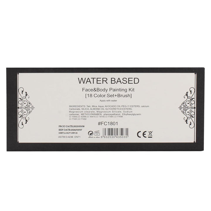 Face Painting Kit Non-Toxic Body Paint Washable 18 Colors Facepaint Makeup Kit for Adults with 10 Face Paint Brushes for Halloween Party Cosplay Makeup (Color 001)