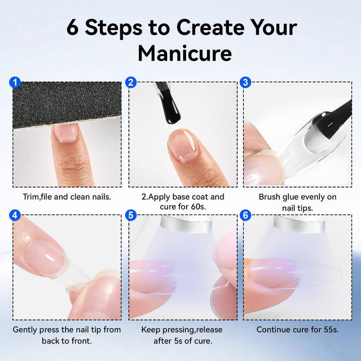 15Ml Nail Glue Gel 5 in 1 for Nail Tips Long Lasting Extension Glue for Clear Nail Tips and Clear Press on Nails, Nail Repair Treatment, Salon Art DIY at Home Need U V Light Cured