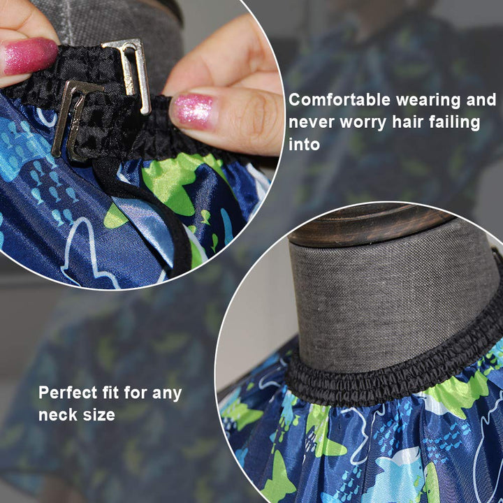 Kids Haircut Cape and Neck Duster Brush Hair Comb Set Professional Barber Hairbrush and Children Dolphin Hairdresser Apron with Adjustable Snap Closure Extra Long Cape 47X39 Inch
