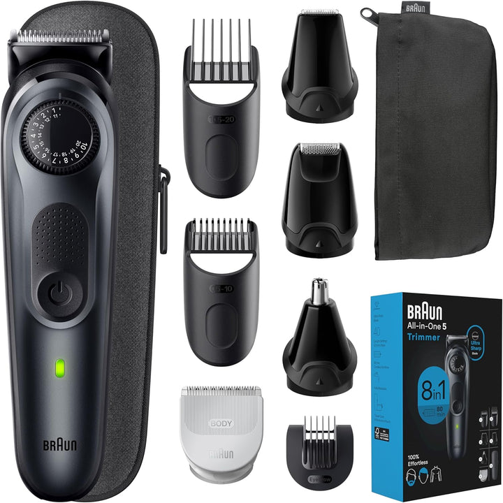 All-In-One Style Kit Series 5 5471, 8-In-1 Trimmer for Men with Beard Trimmer, Body Trimmer for Manscaping, Hair Clippers & More, Ultra-Sharp Blade, 40 Length Settings, Waterproof