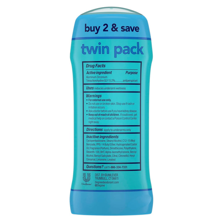 Antiperspirant Deodorant Twin Pack Shower Clean 48-Hour Sweat and Odor Protection Antiperspirant for Women 2.6 Oz