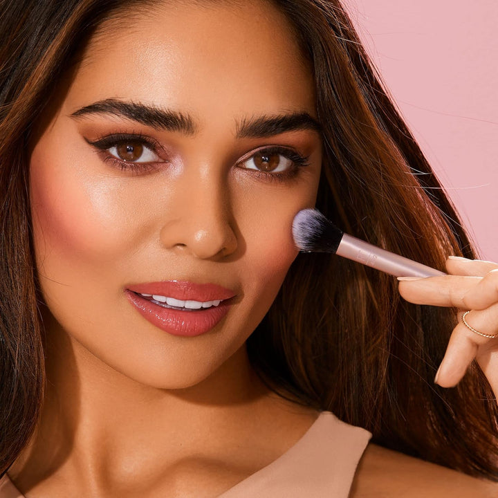 Setting Brush with Ultra Plush Custom Cut Synthetic Bristles and Extended Aluminum Ferrules to Build Coverage