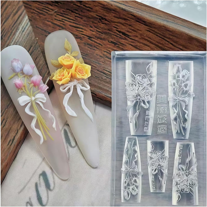 3D Lace Nail Art Molds Design, Silicone Nails Tool Y2K Decoration