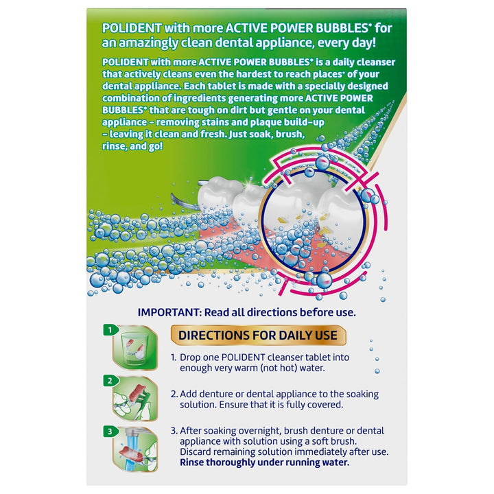 Overnight Whitening Antibacterial Dental Appliance Cleanser Tablets, 90 Count (2 Pack)