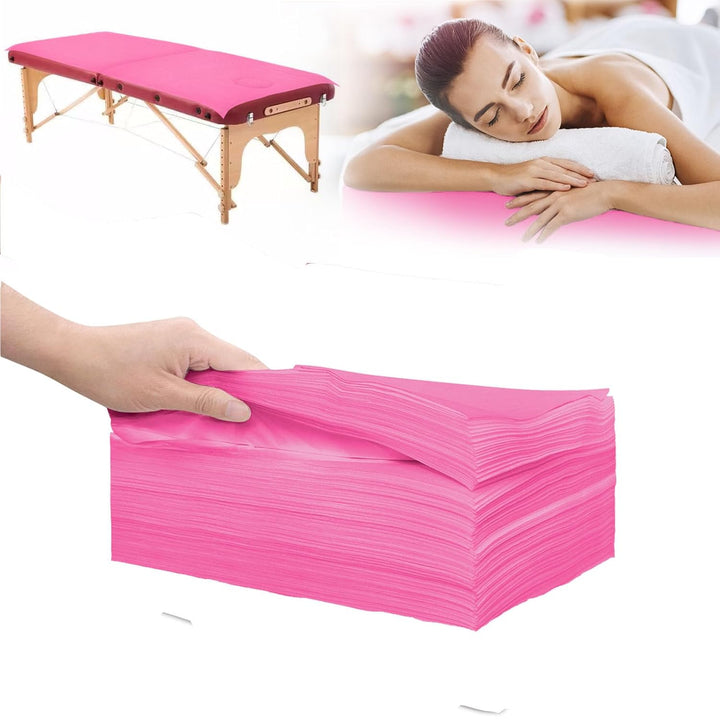 100Pcs Disposable Massage Table Sheets 31.5" X 71" Non-Woven Fabric Bed Covers for Ultimate Hygiene and Comfort in Massage, Tattoo, and Spa Treatments, Breathable and Durable Sheets(White)
