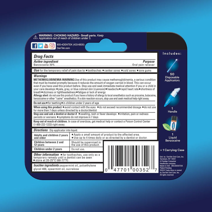 Instant Oral Pain Relief Maximum Strength Kit for Toothaches | 50 Count