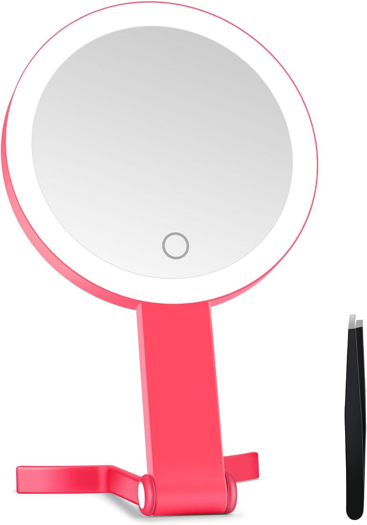 Lighted Makeup Mirror, 30X Magnifying Mirror with Light and Adjustable Brightness, Hanging and Handheld Mirror with Handle, Portable Travel Makeup Mirror with Lights, Vanity Mirrors for Women