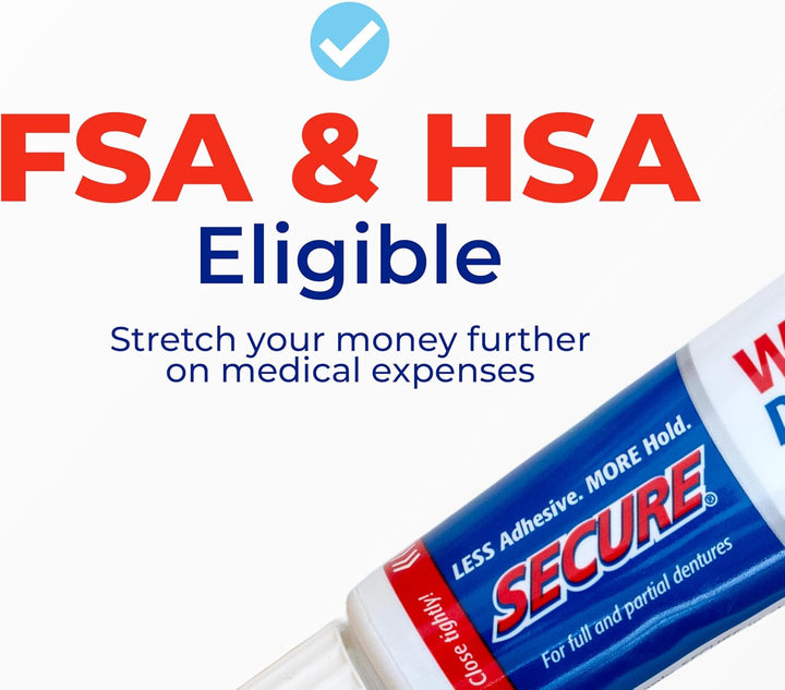 Waterproof Denture Adhesive - Zinc Free - Extra Strong Hold for Upper, Lower or Partials - 1.4 Oz