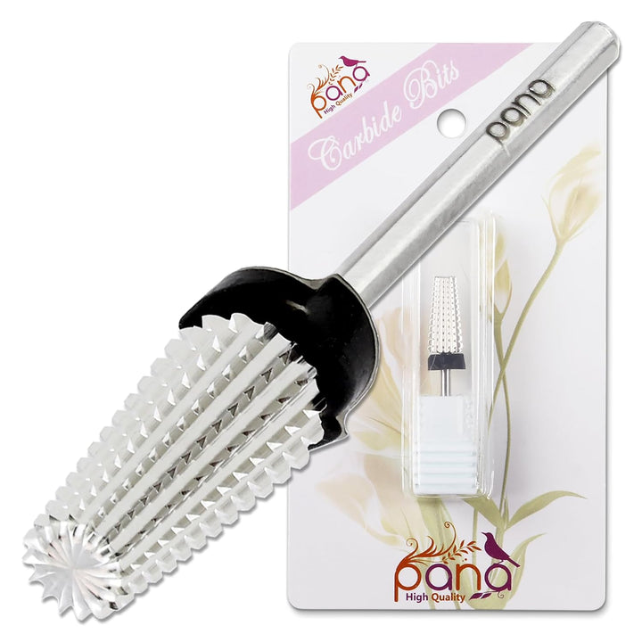 Nail Carbide 5 in 1 Bit - Two Way Rotate Use for Both Left and Right Handed - Fast Remove Acrylic or Hard Gel - 3/32" Shank - Manicure, Nail Art, Drill Machine (Fine - F, Silver)