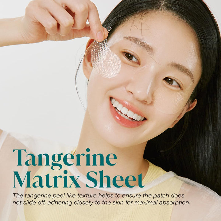 Green Tangerine Vitamin C Eye Patches 60 Sheets – Hydrating Gel under Eye Masks for Tired Puffy Eyes, Korean Skincare, Glass Skin Look, Daily Self Care Essentials