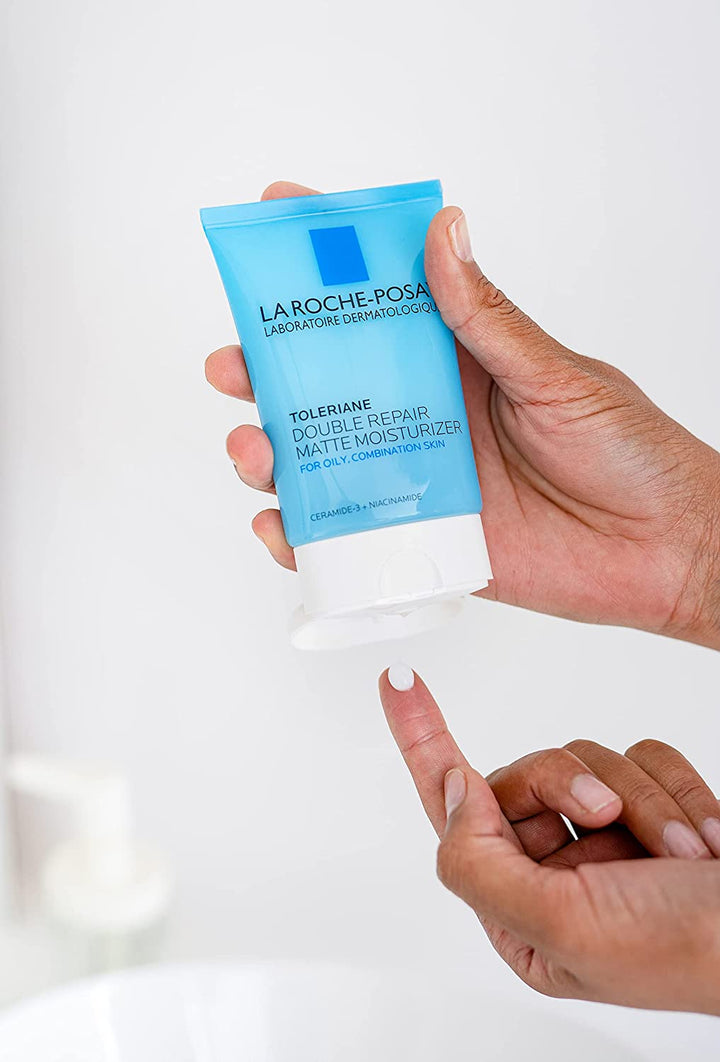 Toleriane Double Repair Matte Face Moisturizer, Daily Moisturizer for Oily Skin with Ceramide and Niacinamide for All Skin Tones, Oil Free, Non-Comedogenic, Available with SPF 30