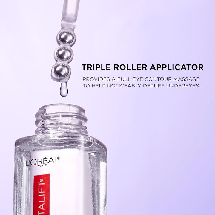 Revitalift Hyaluronic Acid + Caffeine Hydrating Eye Serum for Dark Circles, Fragrance Free .67 Fl. Oz + Moisturizer Sample