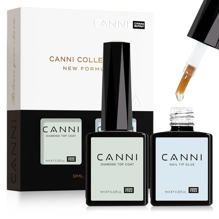 2 Pcs No Wipe Gel Top Coat and Base Coat Set- High Gloss Shiny Long Lasting Base Top Coat Gel Nail Polish, Soak off Nail Art Home and Professional Manicure