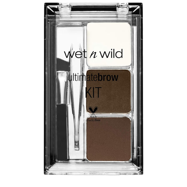 Ultimate Eyebrow Makeup Kit, Long-Lasting Matte Brow Powder, Tweezers, Wax & Brush, Built-In Mirror, Purse-Friendly Compact - Dark Brown