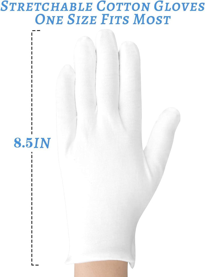 5Pairs (10Pcs) Moisturizing Gloves Overnight for Men and Women, Washable SPA White Cotton Gloves for Dry Hands Eczema Work Inspection Service Performance