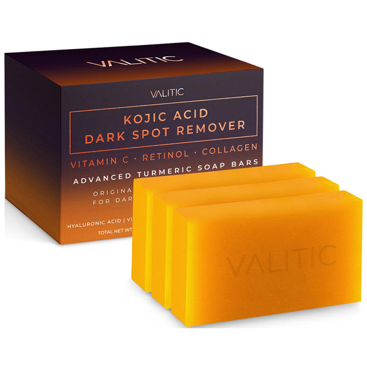 Kojic Acid Dark Spot Remover Soap Bars with Vitamin C, Retinol, Collagen, Turmeric - Original Japanese Complex Infused with Hyaluronic Acid, Vitamin E, Shea Butter, Castile Olive Oil (2 Pack)