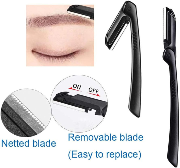 Eyebrow Razor, 5-In-1 Eyebrow Kit, Professional Eyebrow Grooming Set, Eyebrow Trimmer Set for Women and Men, Including Brow Razors Trimmer, Brush, Eyebrow Scissors, Slant Tweezers