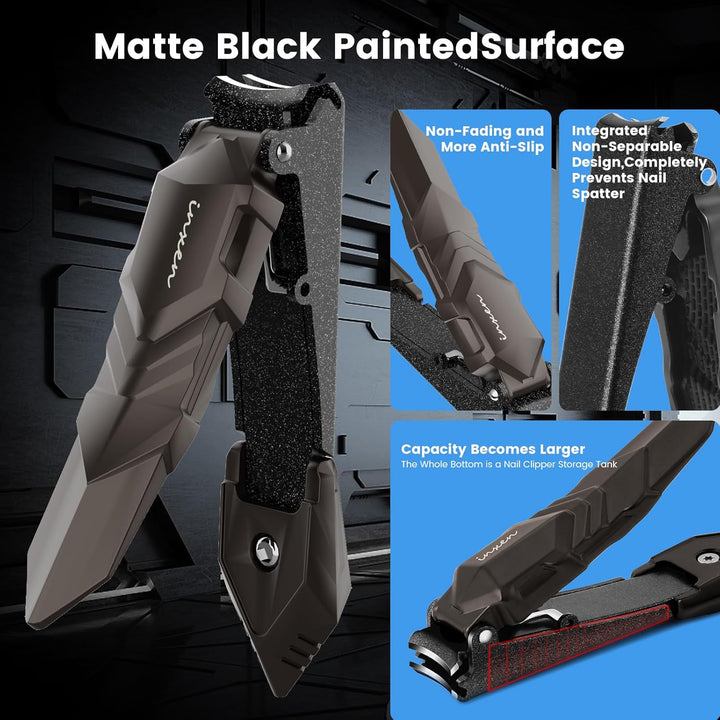 Nail Clippers for Men with Catcher – No Splash, Self-Collecting Premium Steel Clippers for Fingernails & Toenails, Ideal Gifts for Men& Grooming Gifts, Great Gadget & Stocking Stuffer Gift