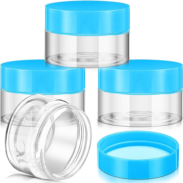 4 Pieces round Wide-Mouth Leak Proof Plastic Container Jars with Lids for Travel Storage Makeup Beauty Products Face Creams Oils Salves Ointments DIY Making(1 Ounce,White)