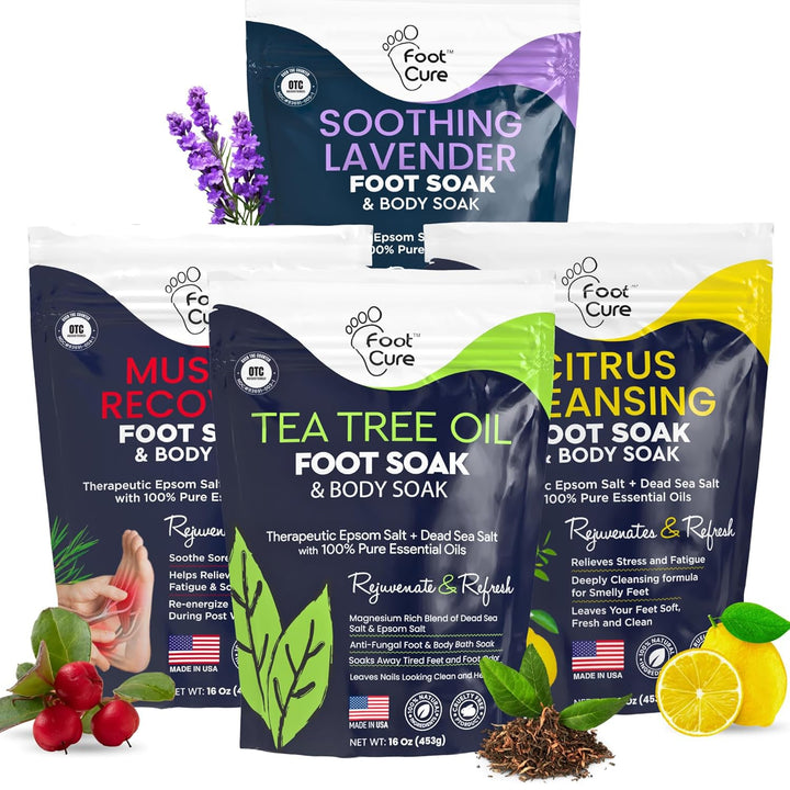 Tea Tree Oil Foot Soak with Epsom Salt - for Toenail Repair, Athletes Foot, Softens Calluses, Soothes Sore & Tired Feet, Nail Discoloration, Odor Scent, Spa Pedicure Care - Made in USA 16 Oz