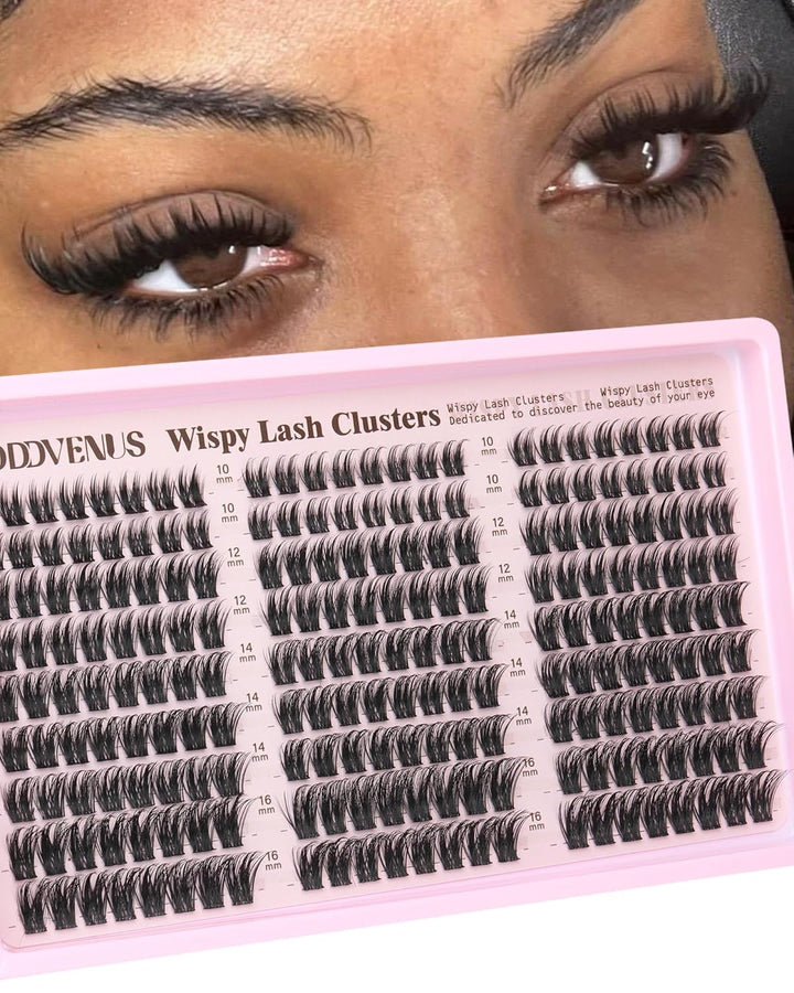 Lash Clusters Kit Wispy Eyelash Clusters Lashes Natural DIY Lash Extension Kit 10-16Mm Cluster Eyelash Extensions Kit 300Pcs C Curl Individual Lashes Cluster Eyelash (No Tweezers)