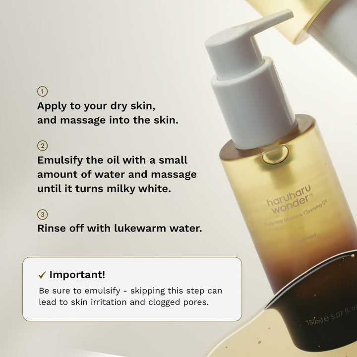 Wonder Black Rice Moisture Cleansing Oil, 5.1 Fl Oz, Double Cleansing, Daily Makeup Remover, Pore Oil Cleanser, Korean Skincare for Sensitive, Normal and Oily Skin