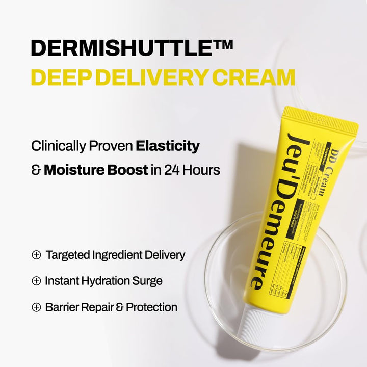 Dermishuttle DD Cream Deep Hydration Intensive Smoothness Face, Neck and Hand with Peptide, Ceramide, Hyaluronic Acid, anti Aging Wrinkles Cream, Korean Skincare Moisturizer (50G)