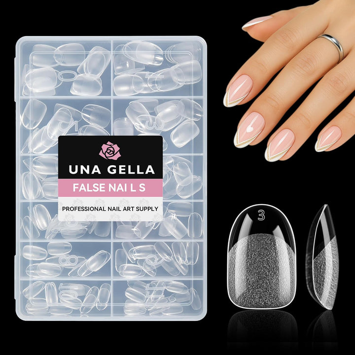 Short Almond Fake Nails 216Pcs Pre-Shape Gel Acrylic Nail Tips for Full Cover Nail Extension Home DIY Nail Salon 12 Sizes Gelly Tips