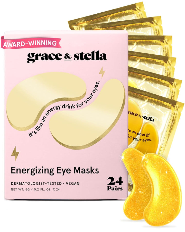 Award Winning under Eye Mask - Travel Essentials - Birthday Gifts for Women - Gel Eye Patches for Dark Circles, Puffy Eyes, Wrinkles, Undereye Bags - Vegan Self Care (48 Pairs, Gold)